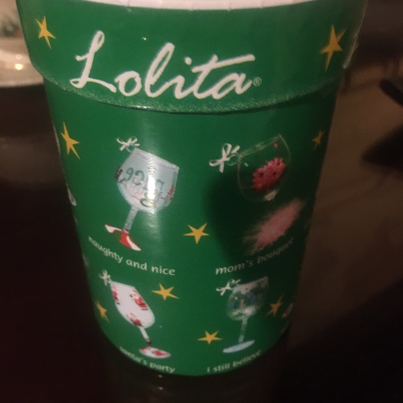 LOLITA HAND PAINTED(mini)NAUGHTY &NICE WINE GLASS - Picture 2 of 3